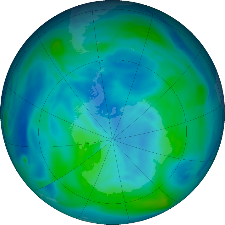 Antarctic ozone map for 07 March 2024